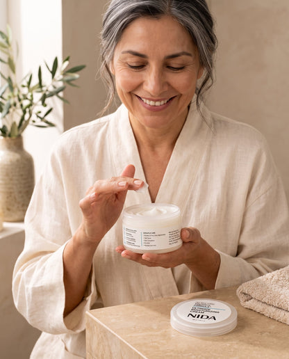 Crema NIDA aplicada - textura ligera en el rostro