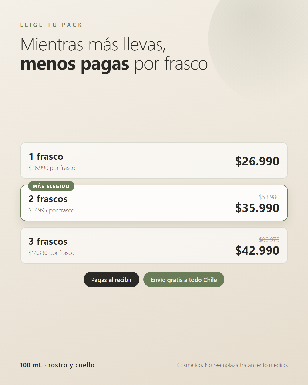 Packs y precios Crema NIDA - pagas al recibir