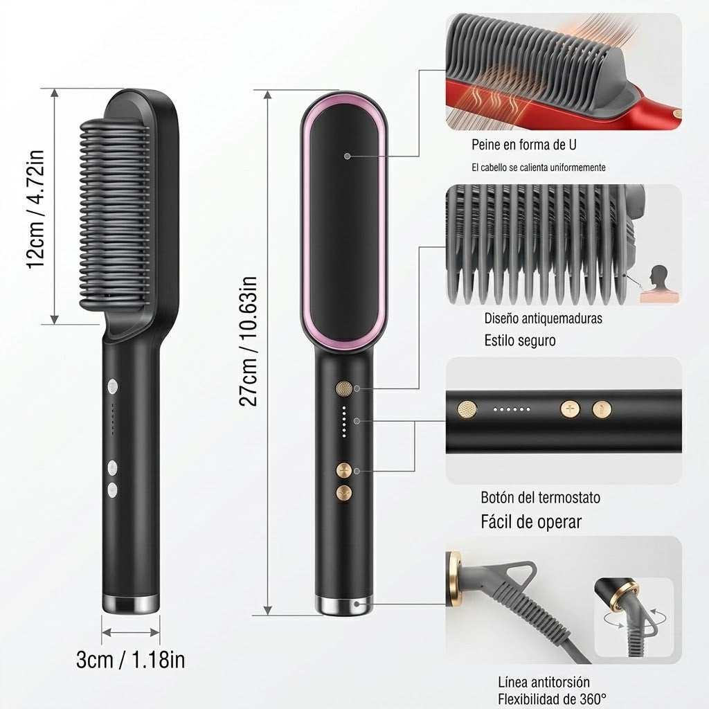 Cepillo Alisador de Iones 3en1 — Cabello Liso Profesional en Casa