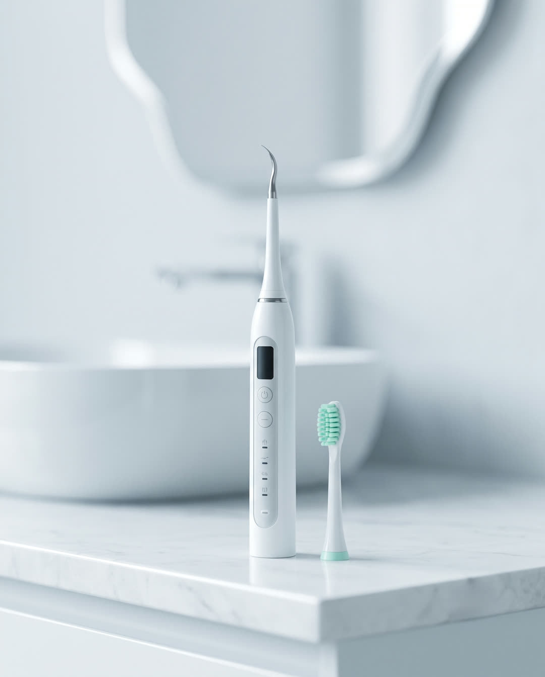 Limpiador dental ultrasonico en el bano