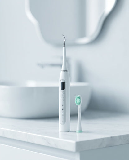 Limpiador dental ultrasonico en el bano