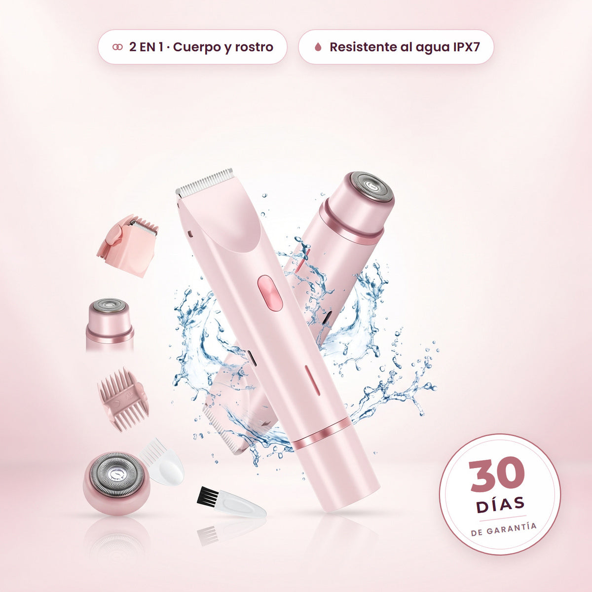 Set 2 en 1: recortadora corporal, afeitadora facial y accesorios