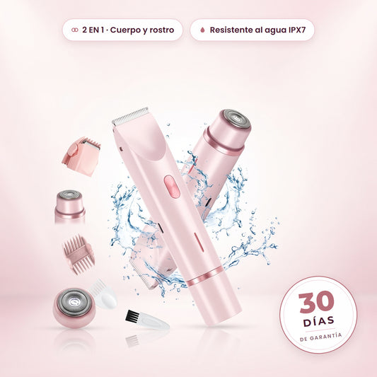 Set 2 en 1: recortadora corporal, afeitadora facial y accesorios