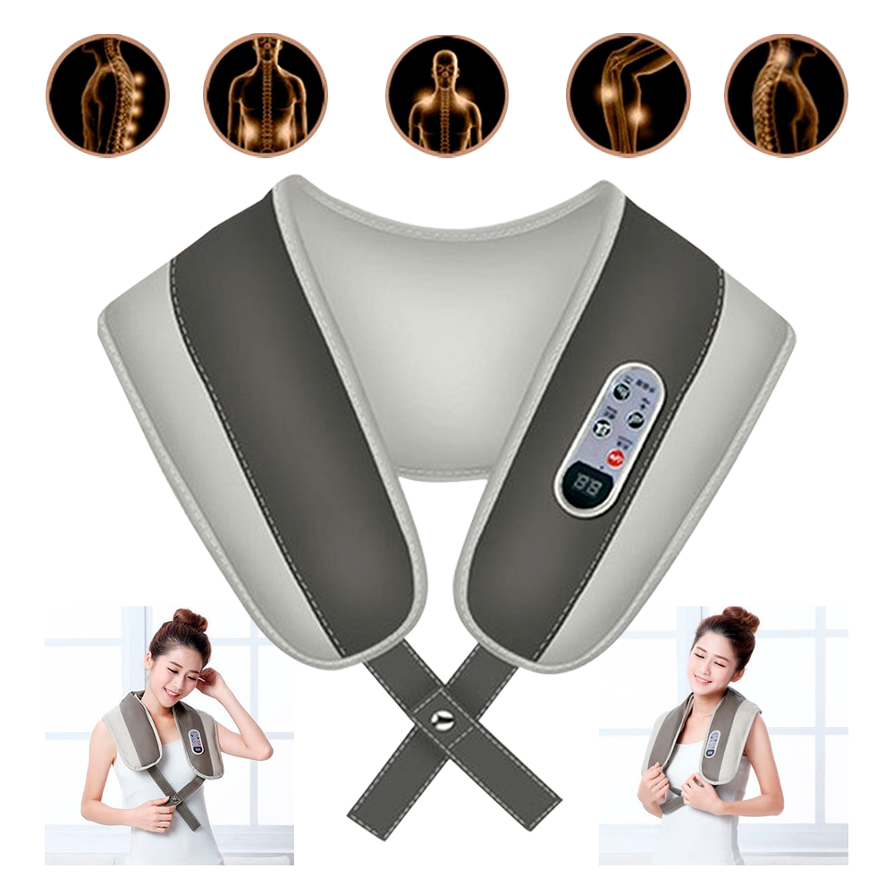 Masajeador de cuello y hombros shiatsu gris